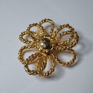 Vintage Large Metal Flower Brooch